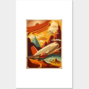 Red & White Plane Vintage Travel Poster Posters and Art